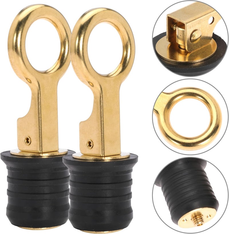 Ciweisah Boat Drain Plug - O-Handle Snap Plug, Brass/Stainless Steel, Rubber - Image 2